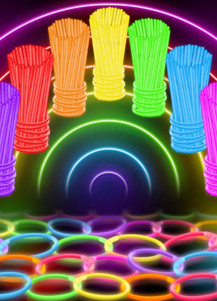 100 Ultra Bright Glow Sticks Bulk Party Pack - Halloween Glow in the Dark Party Supplies Pack - 8" Glowsticks Party Favors with Bracelets and Necklaces