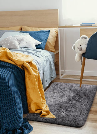 Ophanie Small Rug Non Slip Throw Bedside Area Rugs, Fluffy Soft Grey Mini Bedroom Carpet, Affordable Door Entryway Indoor Inside Front Entrance Dog 2x3 Mat with Over 99 pcs Pile fibers