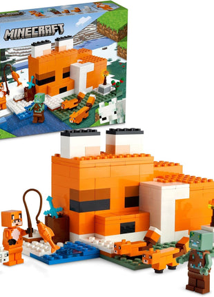 LEGO Minecraft The Fox Lodge House 21178 Animal Toys with Drowned Zombie Figure, Birthday Gift for Grandchildren, Kids, Boys and Girls Ages 8 and Up