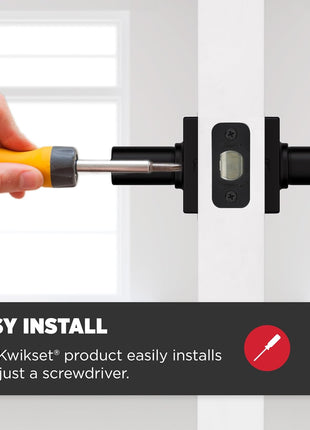 Kwikset Casey Interior Privacy Door Handle with Lock, Door Lever For Bathroom and Bedroom, Matte Black Reversible Keyless Turn Lock, with Microban Protection