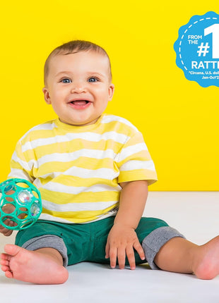 Bright Starts Oball Easy-Grasp Rattle BPA-Free Infant Toy in Teal, Age Newborn and up, 4 Inches