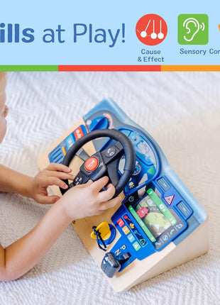 Melissa & Doug Vroom & Zoom, Interactive Wooden Dashboard, Racing Car Steering Wheel Toy, Lights & Sounds, Preschool Learning Toys for Girls & Boys 3+ - FSC Certified