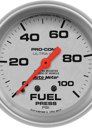 Auto Meter 4412 Ultra-Lite Mechanical Fuel Pressure Gauge, 2-5/8 inch (66.7mm)