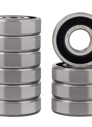 XiKe 10 Pcs 6305-2RS Double Rubber Seal Bearings 25x62x17mm, Pre-Lubricated and Stable Performance and Cost Effective, Deep Groove Ball Bearings.