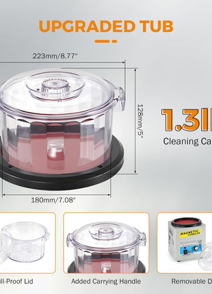 BEAMNOVA Magnetic Tumbler, Jewelry Polisher Machine, With Tub, Lid, 180mm 2000 RPM 1-60 Minute Timing, Unidirectional Rotation / Bi-rolling