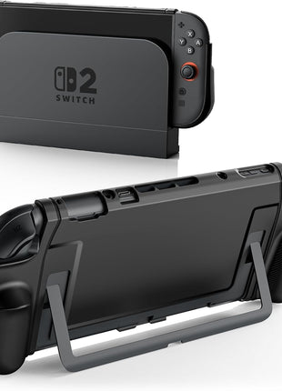 TiMOVO Dockable Case for Nintendo Switch 2 2025, TPU Grip Protective Cover Accessories with Ergonomic Design for Switch 2 Console & JoyCon, Shock-Absorption Anti-Scratch Precise Cutouts, Black