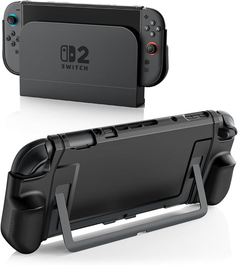 TiMOVO Dockable Case for Nintendo Switch 2 2025, TPU Grip Protective Cover Accessories with Ergonomic Design for Switch 2 Console & JoyCon, Shock-Absorption Anti-Scratch Precise Cutouts, Black