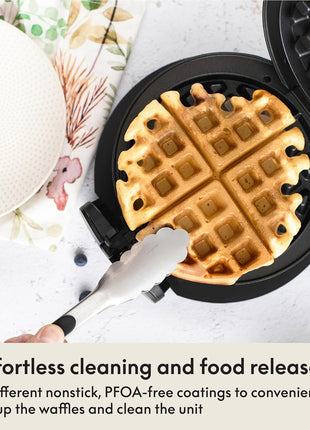 BELLA Classic Rotating Belgian Waffle Maker with Nonstick Plates, Removable Drip Tray, Adjustable Browning Control and Cool Touch Handles, Black