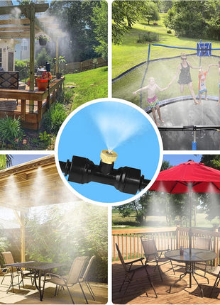 Bonviee Misters for Outside Patio - 75FT Misting Cooling System with 28 Brass Nozzles and 3/4 inch Adapter, 23M DIY Outdoor Misters Kit for Garden, Greenhouse, and Patio Cooling