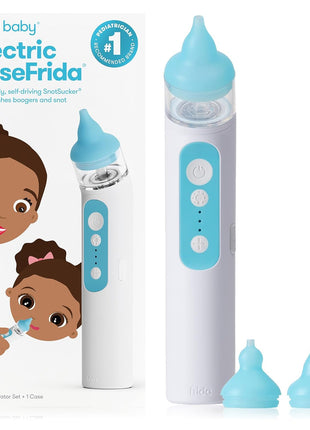 Frida Baby Electric NoseFrida Nasal Aspirator for Baby, Nose Sucker for Baby & Toddler, Upgraded Nasal Aspirator for Congestion + Allergy Relief with 3 Suction Levels, 2 Silicone Tips, USB