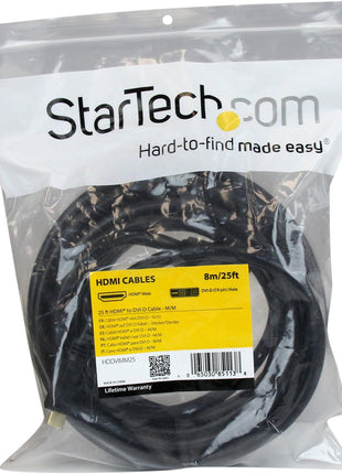 StarTech.com 25 ft HDMI to DVI-D Cable - HDMI to DVI Adapter / Converter Cable - 1x DVI-D Male, 1x HDMI Male - Black, 25 feet