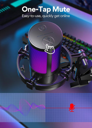 MAONO Gaming USB Microphone, Noise Cancellation Condenser Mic with Mute, Gain, Monitoring, Boom Arm Mic for Streaming, Podcast, Twitch, YouTube, Discord, PC, Computer, PS4, PS5, Mac, GamerWave DGM20S