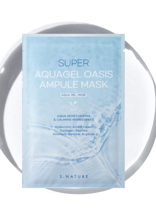 S.NATURE SUPER AQUAGEL OASIS AMPULE MASK | Hydrating, Soothing, Blemish Care | Hyaluronic Acid, Allantoin | Korean Face Mask (10 Count (Pack of 1)