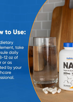 Nutricost N Acetyl L Cysteine (NAC) 600mg, 180 Capsules   Non GMO, Gluten Free