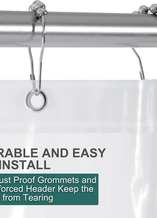 AmazerBath Plastic Shower Curtain Clear Premium PEVA, Clear Shower Curtain Heavy Duty 8G, Weighted Shower Curtains for Bathroom Accessories with 3 Big Stones and 12 Rustproof Grommets, 72x72 Inches