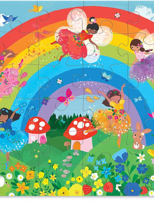 Crocodile Creek 36-Piece Jigsaw Floor Puzzle - Fun Floor Puzzles for Kids Ages 3-5 - Heavy-Duty Shaped Box for Storage - Over The Rainbow - 24" W x 18" H Finished
