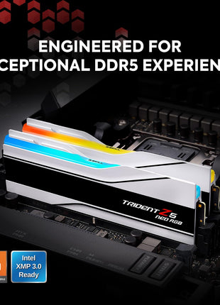G.SKILL Trident Z5 Neo RGB Series DDR5 RAM (AMD EXPO & Intel XMP 3.0) 64GB (2x32GB) 6000MT/s CL36-36-36-96 1.35V Desktop Computer Memory U-DIMM - Matte White (F5-6000J3636F32GX2-TZ5NRW)