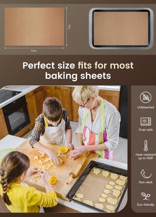 Parchment Paper Sheets, 9x13 In Non Stick Precut Baking Parchment for Baking, Grilling, Air Fryer, Steaming, and More (Unbleached)   Quarter Sheet Size, Perfect for Bread, Cakes, Cookies, 100PCS
