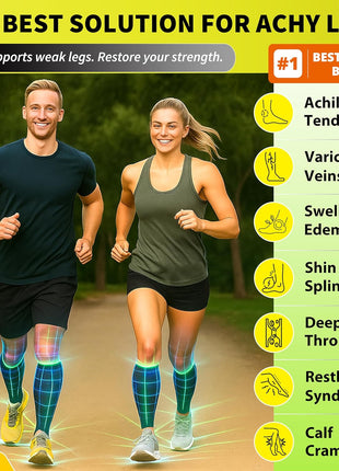 BLITZU Calf Compression Sleeves for Men and Women. Footless Compression Socks Support for Varicose Vein, Nursing, Running. Leg Sleeve Brace for Shin Splints, Pain Relief & Reduces Swelling Black L xL