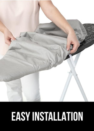 GORILLA GRIP Ironing Board Cover, Silicone Coating, 400°F Scorch and Stain Resistant with Extra Thick Padding, Fits Over Standard Size Board, Heavy Duty Hook and Loop Fastener Strap, Silver 15x54