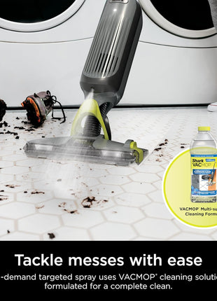 Shark VACMOP Cordless Vacuum & Spray Mop, Gray, VM252 | Hard Floor Cleaner, Powerful Suction, Lightweight, LED Headlights, 4 Disposable Pads, 12oz Solution Included