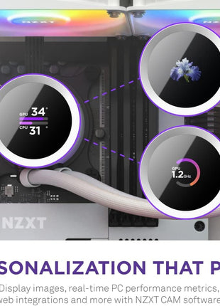 NZXT Kraken 360 RGB - 360mm AIO CPU Liquid Cooler - RL-KR360-W1 - Customizable 1.54" Square LCD Display for Images, Performance Metrics - High-Performance Pump - White
