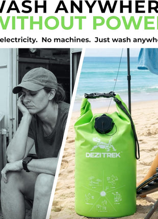 All in One Hand Wash Bag and Plunger Set - Off Grid Washing Machine Non Electric for Camping Travel | Eco Friendly Portable Manual Clothes Washer Laundry Bag for RV's (Medium)