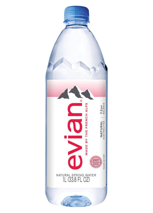 Evian Natural Spring Water, 1 L bottle, 12 pack