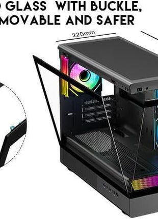 DIYPC ARGB-M1-BK Black USB3.0/ Type C Tempered Glass Micro ATX Gaming Computer Case w/Dual Tempered Glass Panel and 3 x ARGB PWM Fans (Pre-Installed)