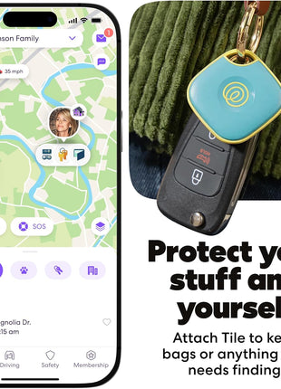 Life360 Tile - Bluetooth Tracker, Keys Finder and Item Locator for Keys, Bags and More. Phone Finder. Both iOS and Android Compatible. 1-Pack (Aqua Lemon)