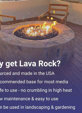 American Fire Products | Medium Lava Rock, 1/2 inch - 1 inch | Use in Fireplace, Fire Pit or Bowl | Outdoor & Indoor Volcanic Rock for Natural Gas or Propane Fires | Decorative Landscaping | 10 lb Bag