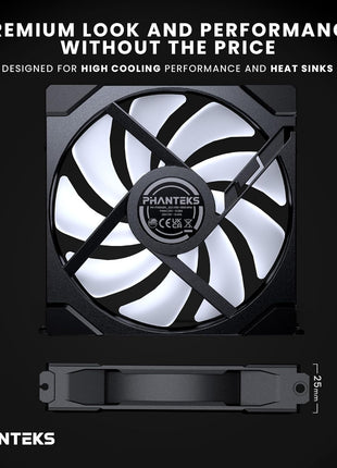 Phanteks M25-140 Gen2, 140mm ARGB High Performance Cooling Fans, Daisy-Chain Unified Fan Frame, Infinity Mirror hub, Single Cable Connection, Black