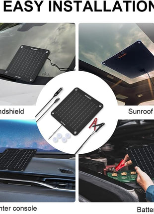 ECO-WORTHY 10W Solar Car Battery Charger Maintainer 12V Waterproof Portable Solar Trickle Charger for Car Truck Boat Lawn Mower RV Trailer Tractor ATV Utility Vehicle Battery