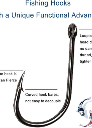 300PCS Small High-Carbon Steel Barbed Fishing Hooks with Holes, 10 Specifications of Fishing Hooks, Portable Boxed Hooks, Hooks That Can Adapt to Various Fishing Environments