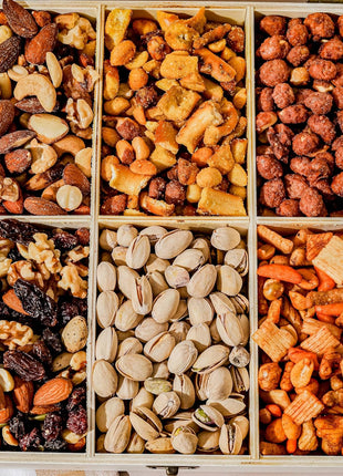 Nut Gift Basket, in Reusable Wooden Crate, Healthy Gift Option, Gourmet Snack Food Box, with Unique Flavors, Great for Feel Better, Sympathy & Birthday- Bonnie & Pop
