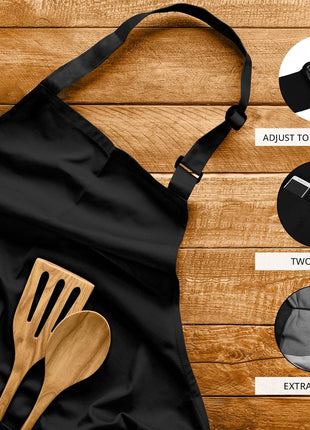 Utopia Kitchen 2 Pack Bib Apron, Adjustable with 2 Pockets, Water and Oil Resistant, Cooking Kitchen Chef Apron for Women Men