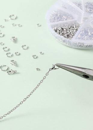 Mr. Pen- Open Jump Rings, Silver, 1014 pcs, 6 Sizes Open Jump Rings for Jewelry Making, Silver Jump Rings and Lobster Clasps