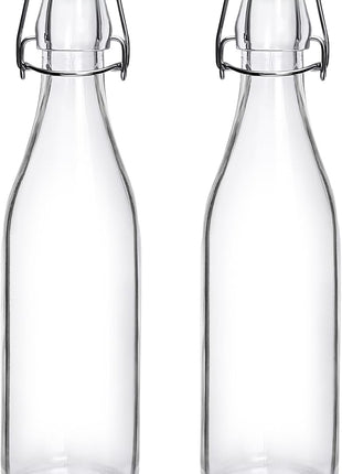 2 Pack Swing Top Glass Bottles 16oz, Flip Top Glass Bottle with Airtight Lid for Fermentation, Kombucha, Mead, Vanilla Extract, Coquito, Vinegar, Beer, Kefir, Wine, Soda, Juice, Oil for Home Brewing