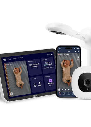 Nanit Smart Baby Monitor System with Wall Mount & 8inch Display Screen - Crystal-Clear Video, Real-Time Notifications, Sleep Insights - Baby Must Have for Parents