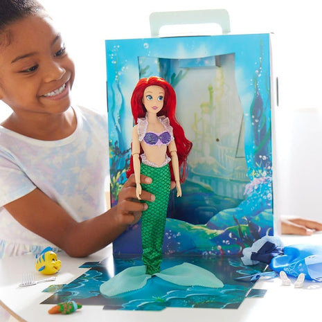 Disney Store Official Ariel Story Doll - 11 Inches - Includes Coloring Book and Additional Dress, Princess Doll in Classic Outfit, Disney Princess Toys