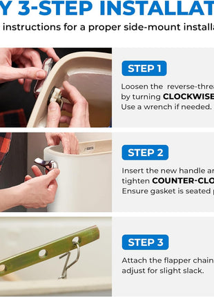 Qualihome Chrome Finish Side Mount Toilet Handle Replacement Kit, Universal Toilet Tank Flush Lever Fits Most Standard Side-Mount Toilet Tanks