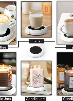 Candle Warmer Plate Safely Releases Scents Without a Flame  Used as Candle Jar Warmer, Candle Melter, Coffee Warmer, Mug Warmer, Cup Warmer in Your Home & Office (Black)