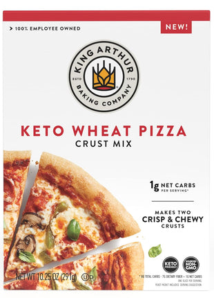 King Arthur Keto Pizza Crust Mix: Low Carb Delight with 1g Net Carbs per Serving   Easy to Make, Crisp & Chewy 10.25 oz Mix for Two 12 in Crusts   Perfect for Keto Pizza Lovers