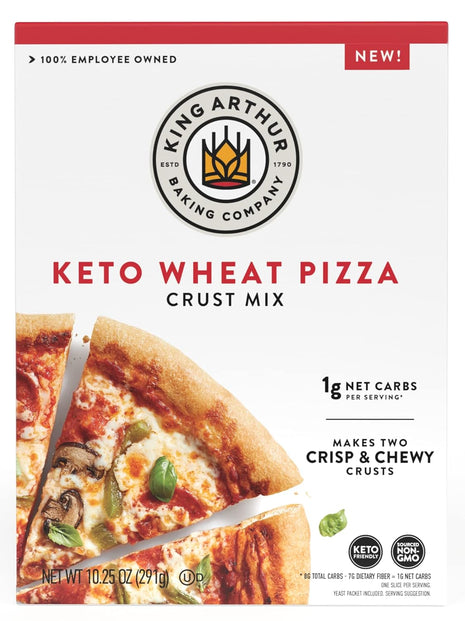 King Arthur Keto Pizza Crust Mix: Low Carb Delight with 1g Net Carbs per Serving   Easy to Make, Crisp & Chewy 10.25 oz Mix for Two 12 in Crusts   Perfect for Keto Pizza Lovers