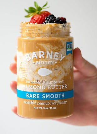 Barney Butter Almond Butter, Bare Smooth, 16 Ounce Jar, No Added Sugar or Salt, Skin-Free Almonds, No Stir, Non-GMO, Gluten Free, Keto, Paleo, Vegan