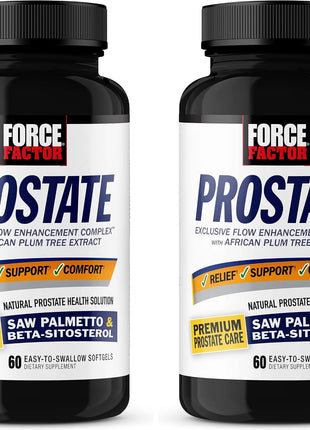 Force Factor Prostate Saw Palmetto and Beta Sitosterol Supplement for Men, Prostate Health/Size Support, Urinary Relief, Bladder Control, Reduce Nighttime Urination, 60 Softgels, (Pack of 2)
