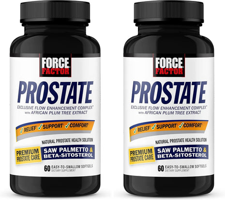 Force Factor Prostate Saw Palmetto and Beta Sitosterol Supplement for Men, Prostate Health/Size Support, Urinary Relief, Bladder Control, Reduce Nighttime Urination, 60 Softgels, (Pack of 2)