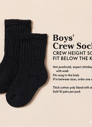 Amazon Essentials Unisex Kids and Toddlers' Cotton Cushioned Crew Socks, 10 Pairs