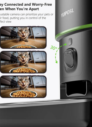 Automatic Cat Feeder with Camera - 5G WiFi Auto Cat Food Dispenser, 1080P HD Video with Night Vision, 1-15 Meals, 1-99 Portions, 2-Way Audio, Keeps Food Fresh, Timed Pet Feeder Also for Dogs