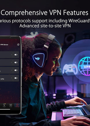 ASUS ROG Rapture GT-BE98 PRO First Quad-Band WiFi 7 Gaming Router supports 320MHz, Dual 10G Port, Triple-level Game Acceleration, Mobile Game Mode, Subscription-Free Security, AiMesh, and VPN features
